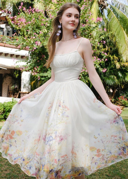 Evelyn - Chiffon Midi Dress With Spaghetti Straps