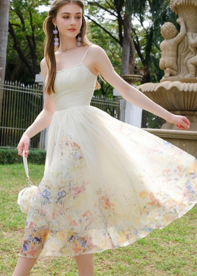 Evelyn - Chiffon Midi Dress With Spaghetti Straps