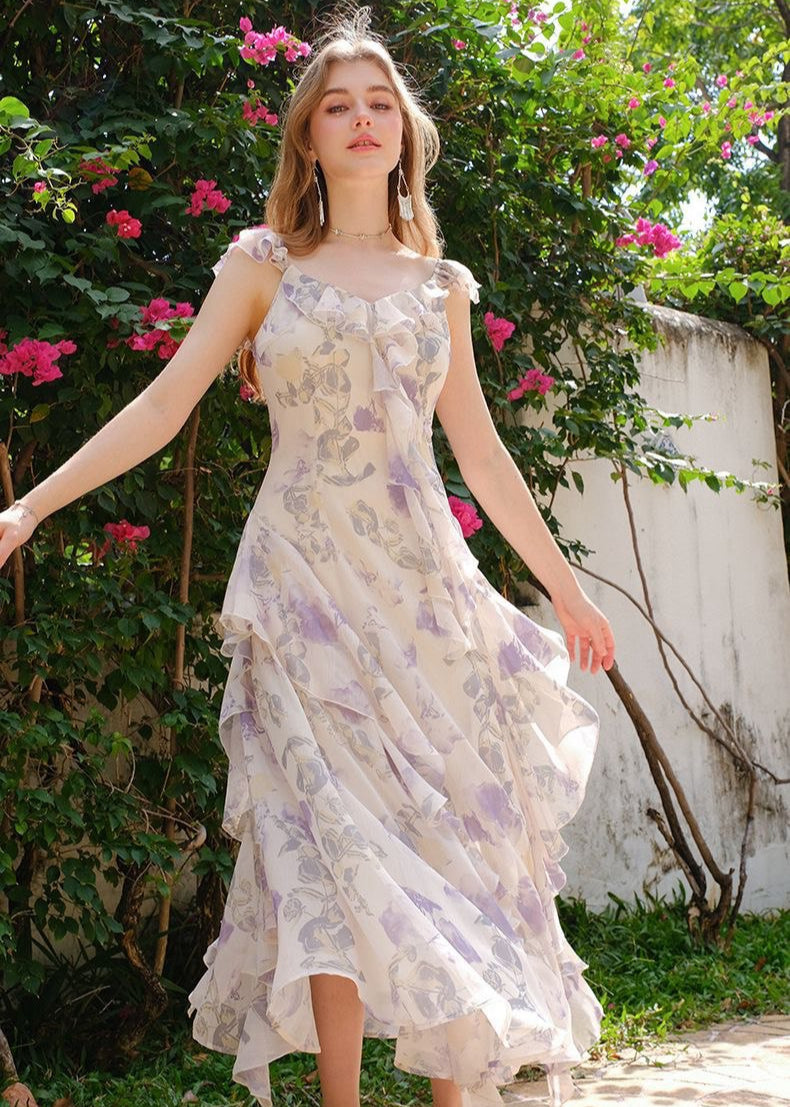 Lavender Bloom - Ruffle Chiffon Jumpsuit