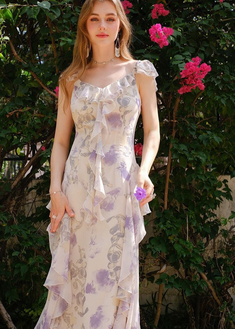Lavender Bloom - Ruffle Chiffon Jumpsuit