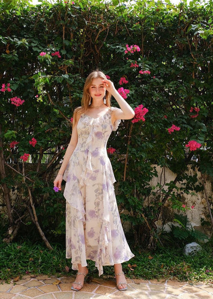 Lavender Bloom - Ruffle Chiffon Jumpsuit