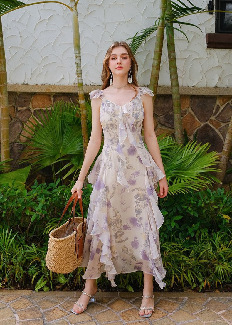Lavender Bloom - Ruffle Chiffon Jumpsuit