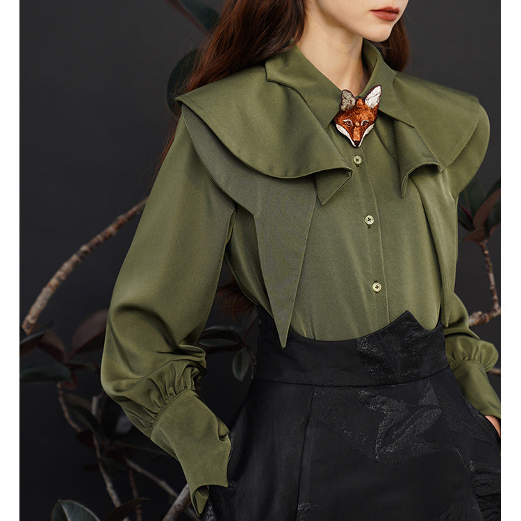 Fox Charm Ruffle Blouse