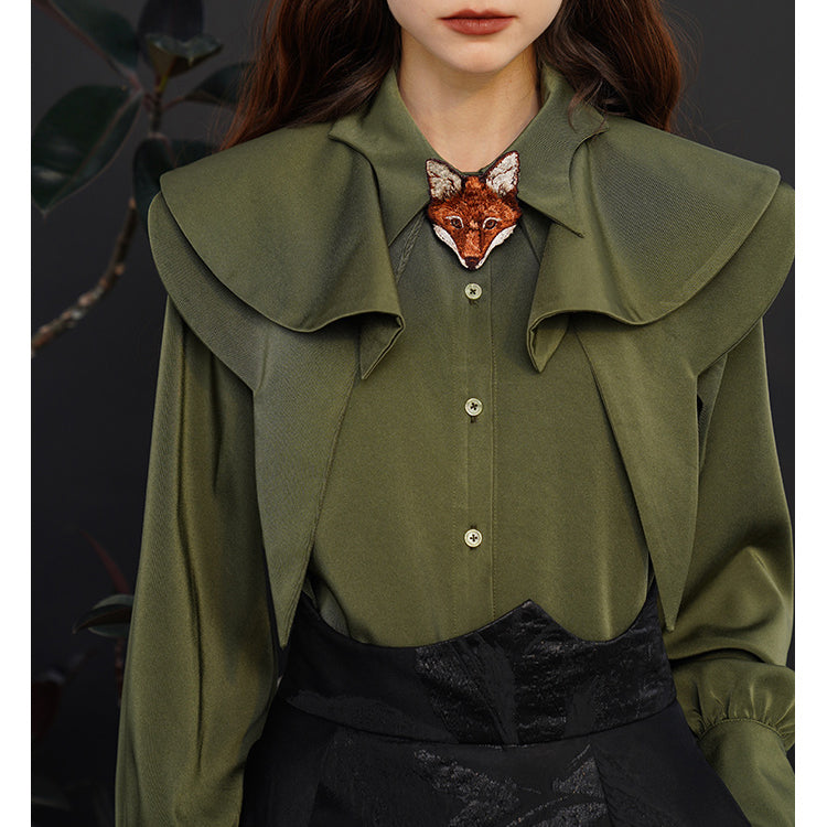 Fox Charm Ruffle Blouse