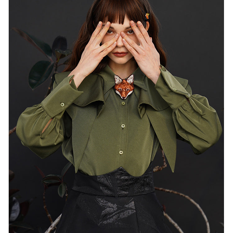 Fox Charm Ruffle Blouse