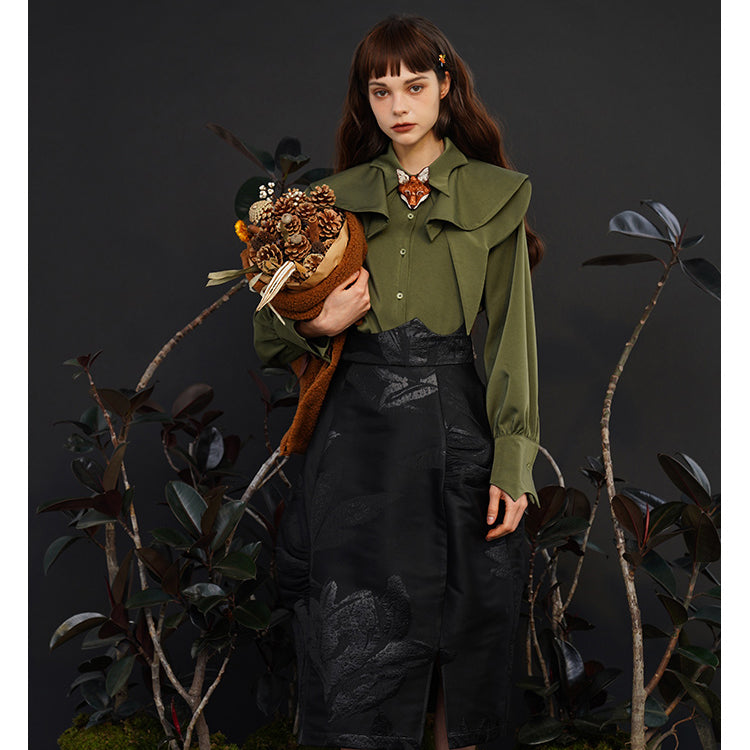 Fox Charm Ruffle Blouse