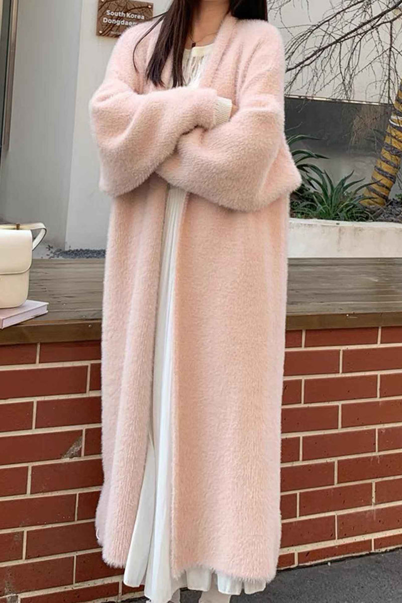 Color Fuzzy Long Cardigan