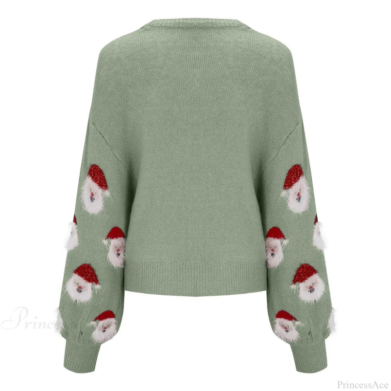 Pink Sequin Long Sleeve Blouse Ugly Santa Claus Hoodie Christmas Sweater