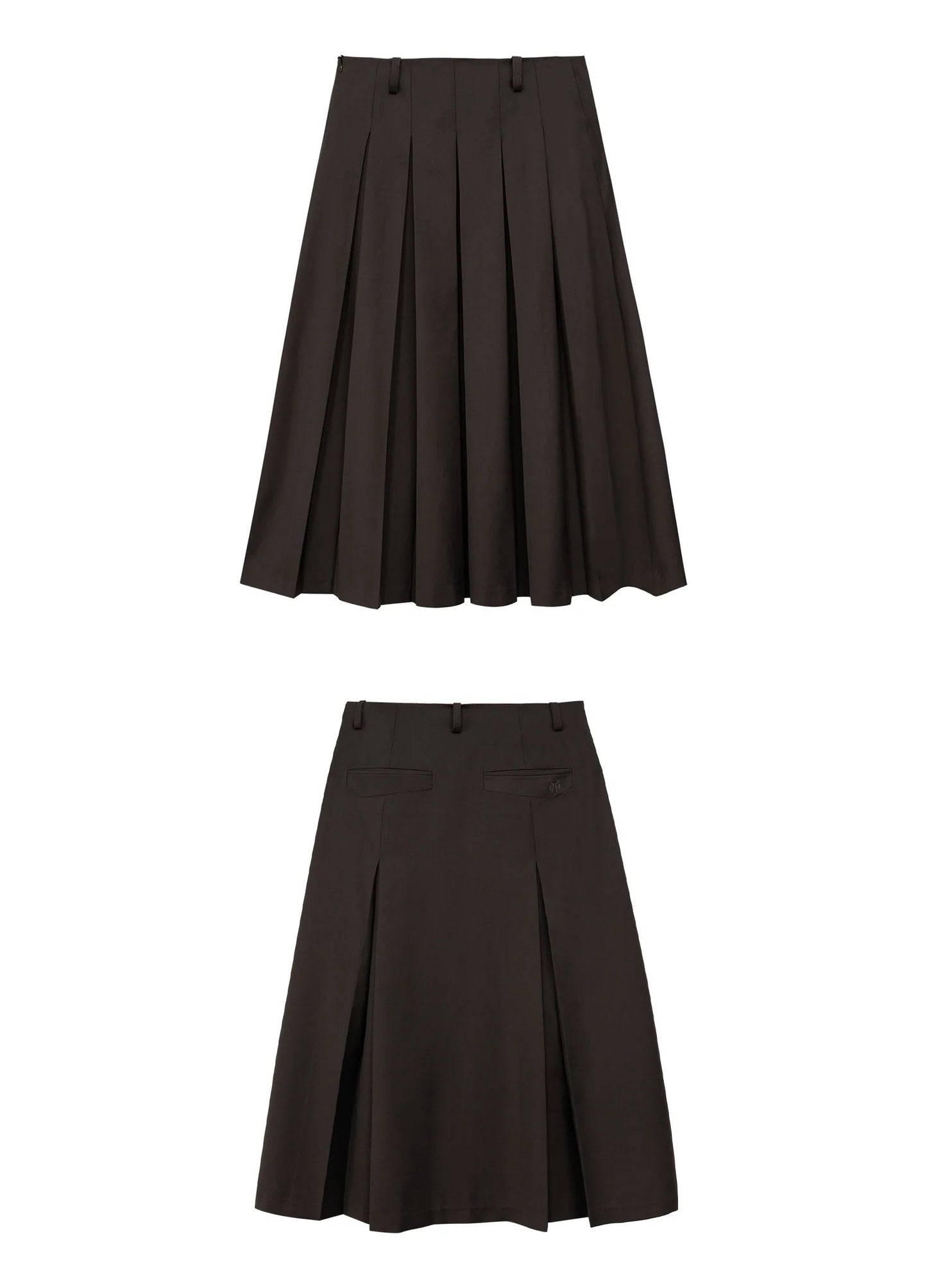 Deep Box Pleated Midi Skirt