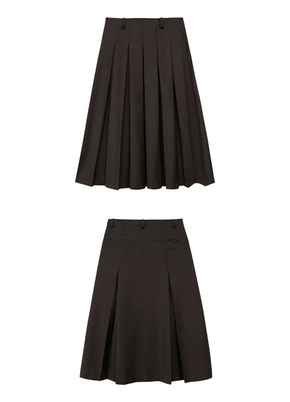 Deep Box Pleated Midi Skirt