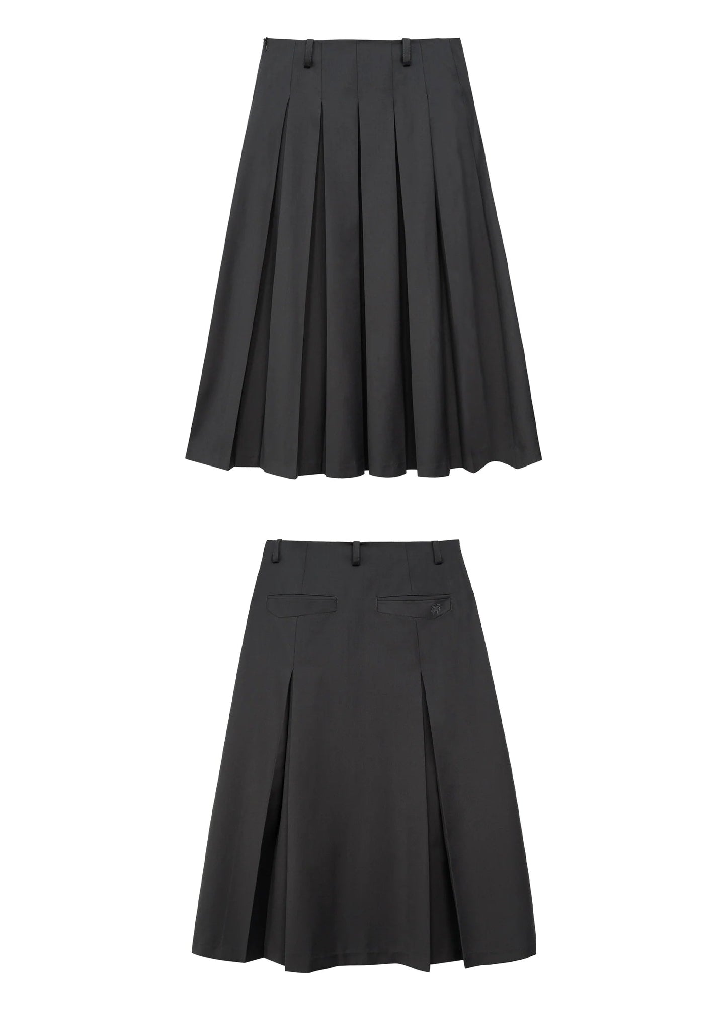 Deep Box Pleated Midi Skirt