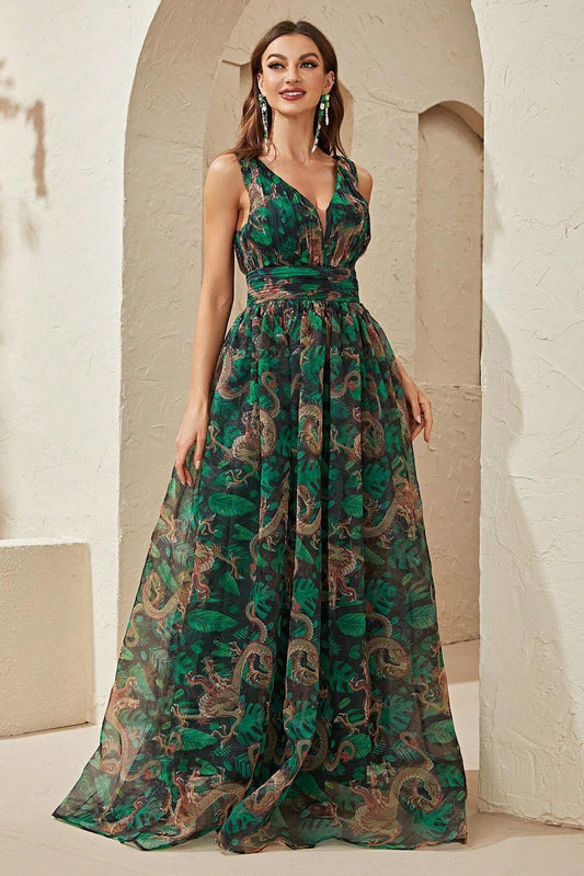 Cami V-neck Pleated Maxi Dress