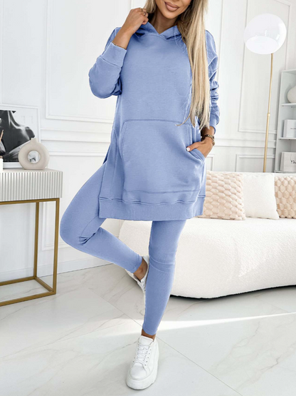 Color Hoodie and Leggings Two-piece Set