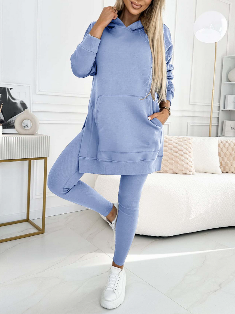 Color Hoodie and Leggings Two-piece Set