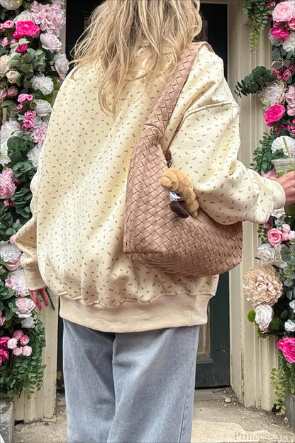 Polka Dot Crew Neck Pull-on Sweatshirts