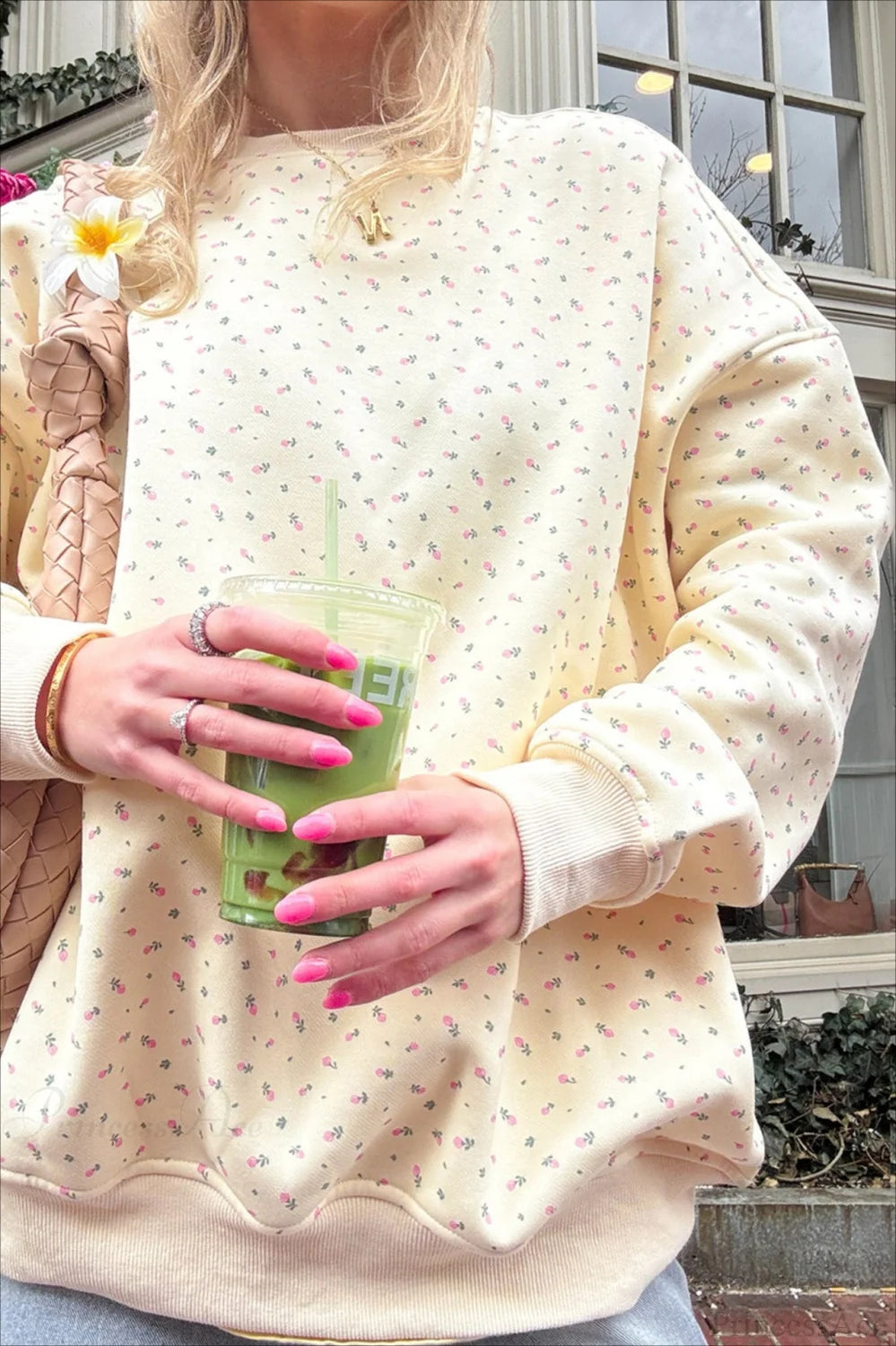 Polka Dot Crew Neck Pull-on Sweatshirts