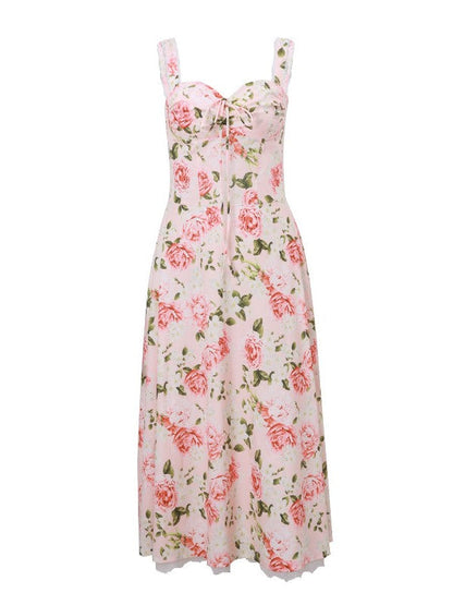 French Tie Up Slim Cami Maxi Dress