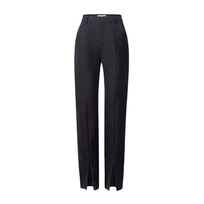 Spring New Black Pencil Pants Bottom Split Pants Simple Slim Elastic Long Trousers for