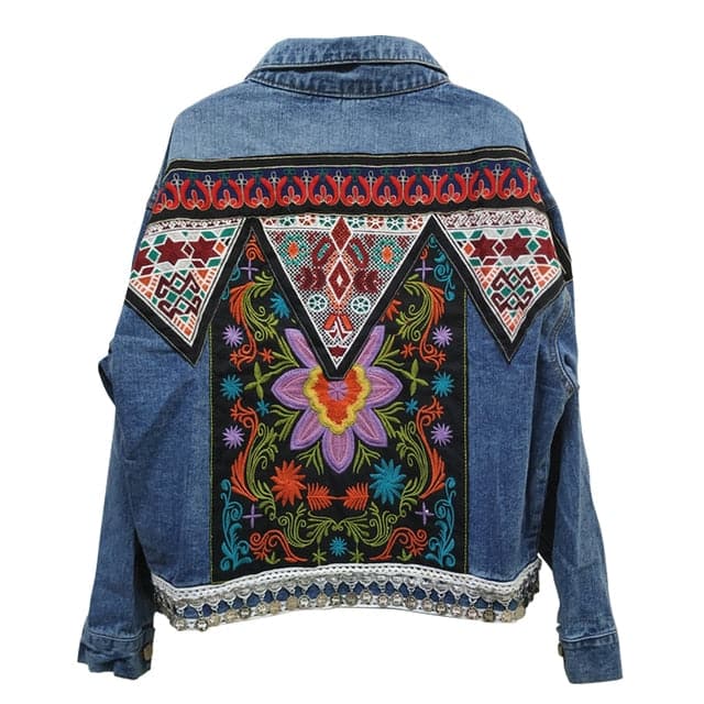Dressbetty - Denim Appliques Embroidery Coat