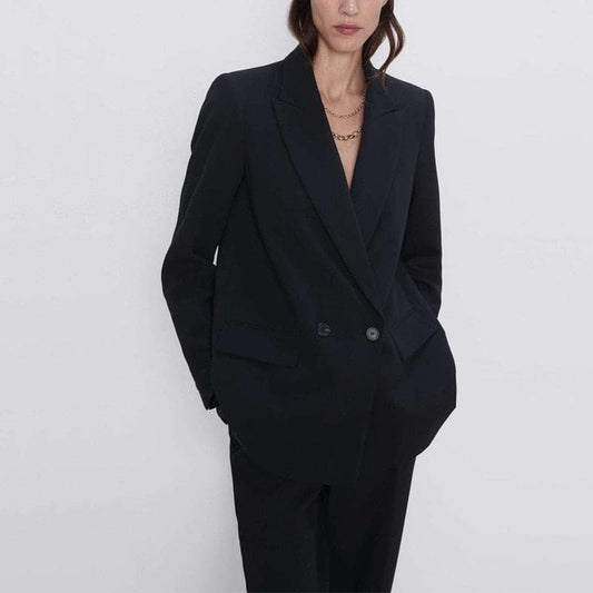 Blazer Jacket Color Double-breasted Pocket Decorative Coat