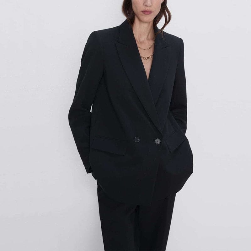 Blazer Jacket Color Double-breasted Pocket Decorative Coat
