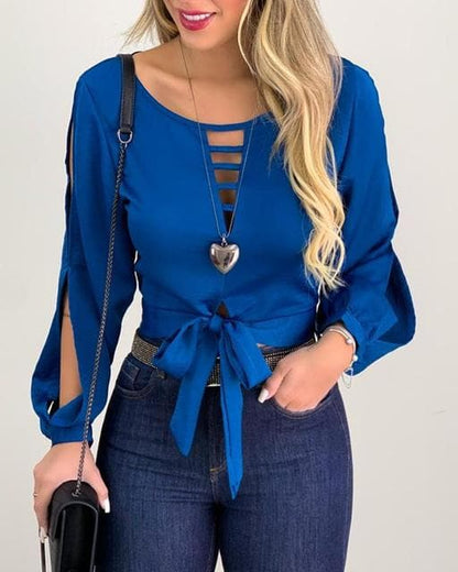 Hollow Out Long Sleeve Blouse
