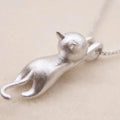 Silver Playful Kitty Necklace
