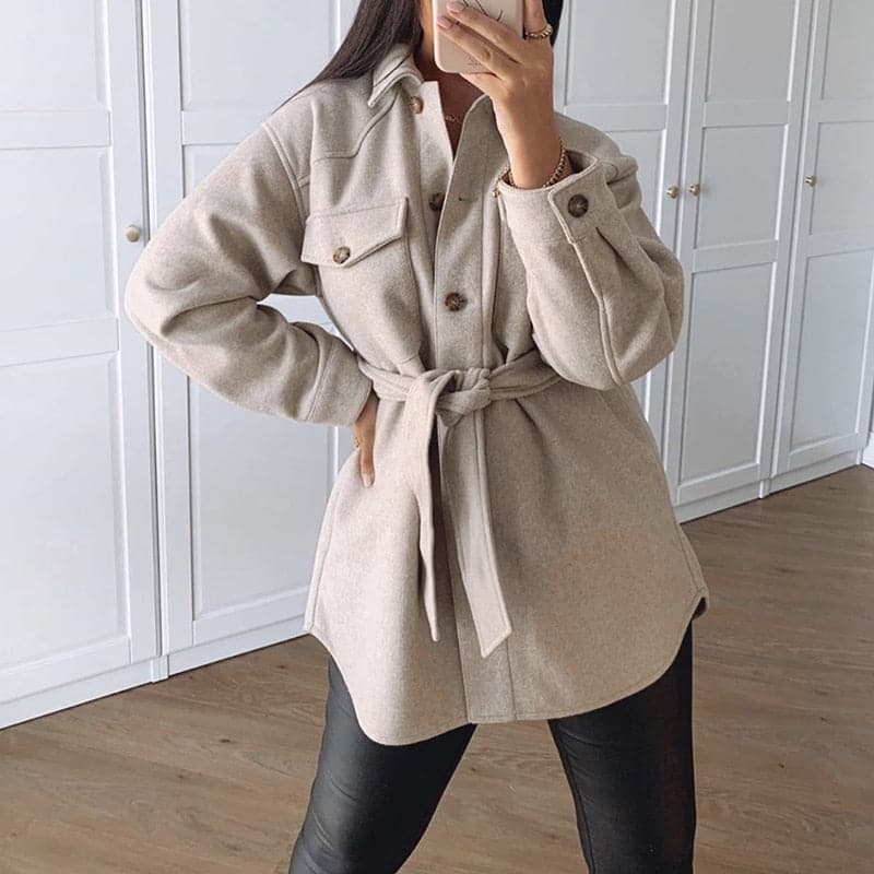 Dressbetty - Woolen Camel Soft Long Coats