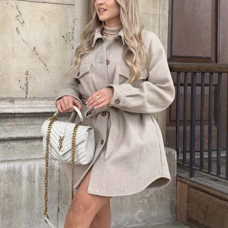 Dressbetty - Woolen Camel Soft Long Coats