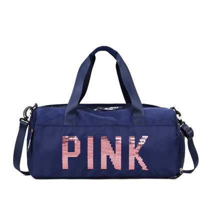 Sequins Pink Travel Bag Fitness Training Bag for Sports Gym Female Yoga Dry Wet Separation Shoes Bags
