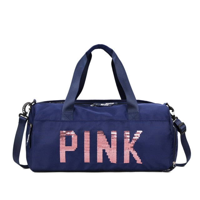 Sequins Pink Travel Bag Fitness Training Bag for Sports Gym Female Yoga Dry Wet Separation Shoes Bags