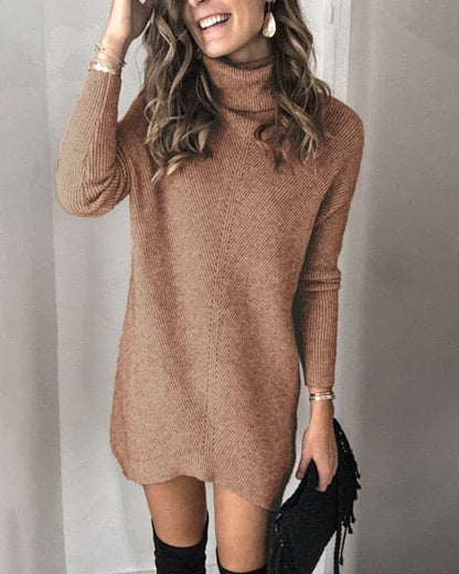 Dressbetty - Turtleneck Long Sleeve Sweater Dress