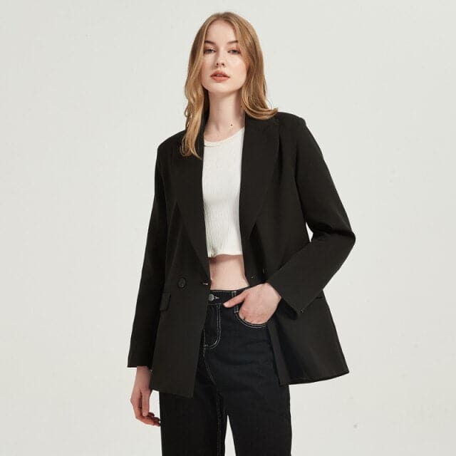 Blazer Jacket Color Double-breasted Pocket Decorative Coat