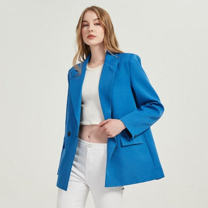 Blazer Jacket Color Double-breasted Pocket Decorative Coat