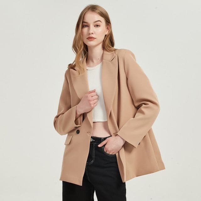 Blazer Jacket Color Double-breasted Pocket Decorative Coat
