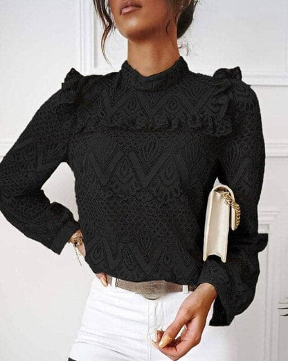 Shirts Autumn Lace Long Sleeve Blouses New Ol Ruffles Turtleneck Slim Formal Party Shirts