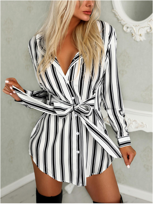 Long Sleeve Button Mini Dress