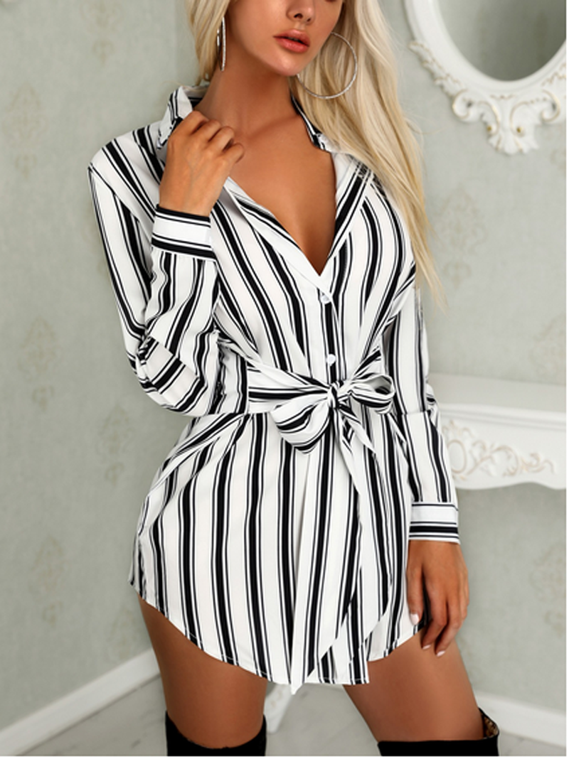 Long Sleeve Button Mini Dress