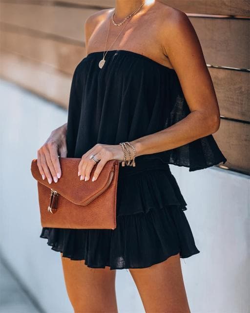 Summer Off Shoulder Layered Ruffle Romper