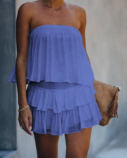 Summer Off Shoulder Layered Ruffle Romper