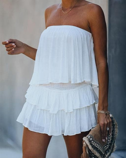 Summer Off Shoulder Layered Ruffle Romper
