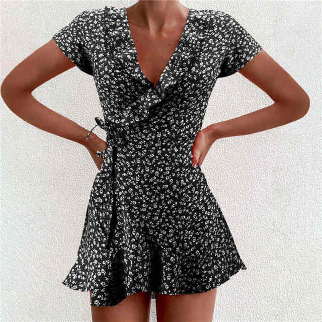 Dress Ruffle Short Mini Dress