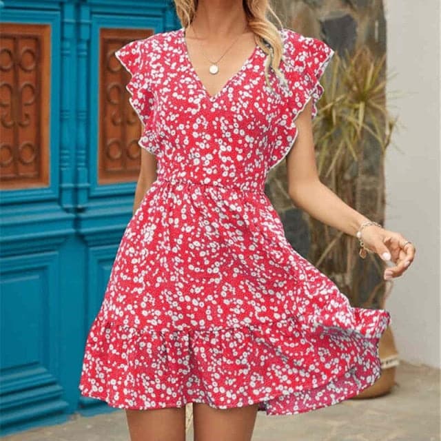 Dress Ruffle Short Mini Dress