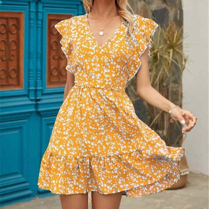 Dress Ruffle Short Mini Dress