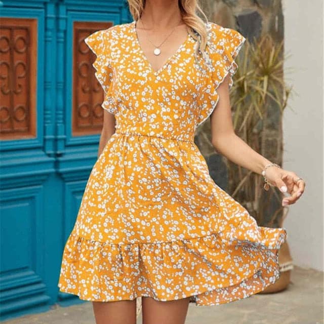 Dress Ruffle Short Mini Dress