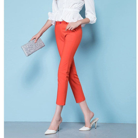 Slim Straight Trousers Pants All Match Spring Legging Pants S-4xl Ankle-length Pants