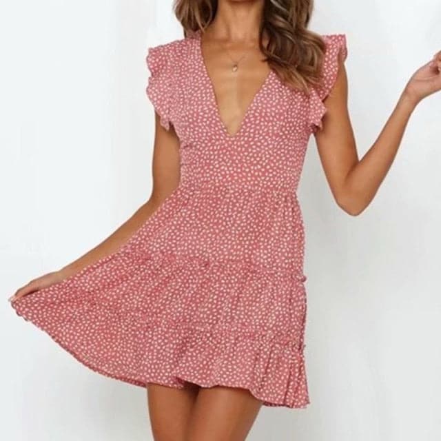 Dress Ruffle Short Mini Dress
