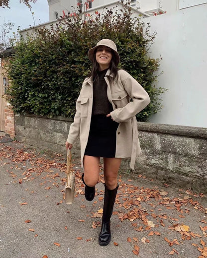 Dressbetty - Long Sleeves Belted Warm Thicken Coats