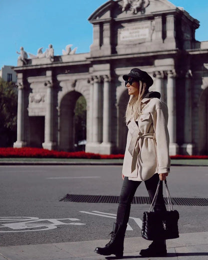 Dressbetty - Long Sleeves Belted Warm Thicken Coats