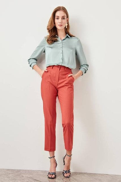 Pomegranate Flower Basic Trouser Ankle Pencil Slim Fit Pants Trouser Suits Woman Clothes